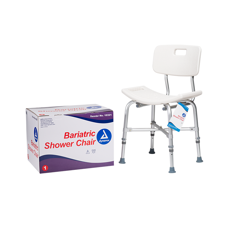 Dynarex Bariatric Shower Chair w/ Back, White, 1pc/bx,4bx/cs
