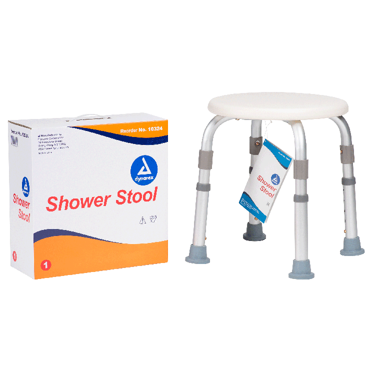 Dynarex Shower Stool, White, 1pc/bx,4bx/cs Total Count: 4pcs