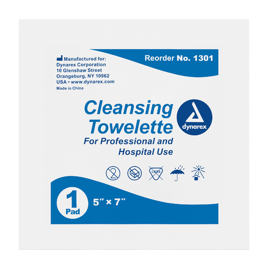 Dynarex Cleansing Towelettes, 5" x 7", 100ea/bx, 10bxs/case (1000 Count)