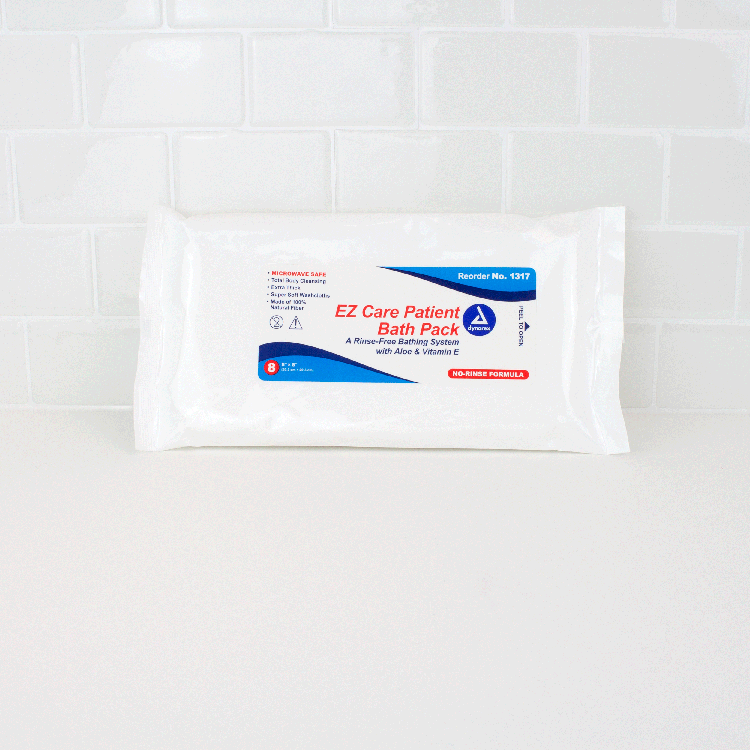 DynaCare EZ Care Patient Bath Packs, 8" x 8", 24pks/case (192 Count)