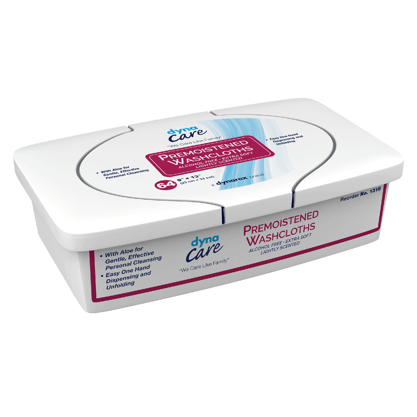 Dynarex Premoistened Adult Washcloths, 9" x 13" Tub, 8tub/case (512 Count)