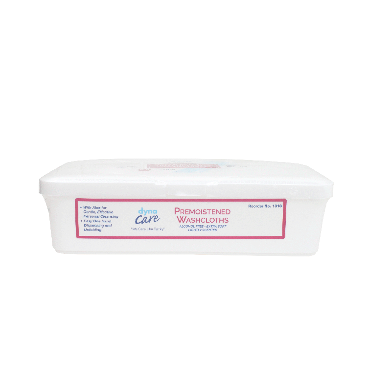 Dynarex Premoistened Adult Washcloths, 9" x 13" Tub, 8tub/case (512 Count)
