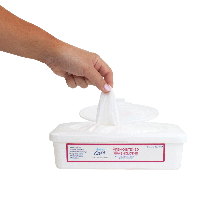 Dynarex Premoistened Adult Washcloths, 9" x 13" Tub, 8tub/case (512 Count)