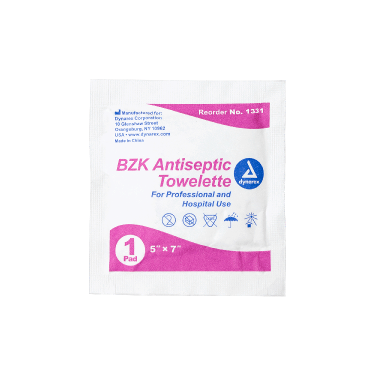 Dynarex BZK Antiseptic Towelettes, 5" x 7" (1000 Count)