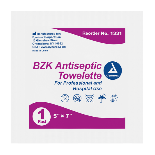 Dynarex BZK Antiseptic Towelettes, 5" x 7" (1000 Count)