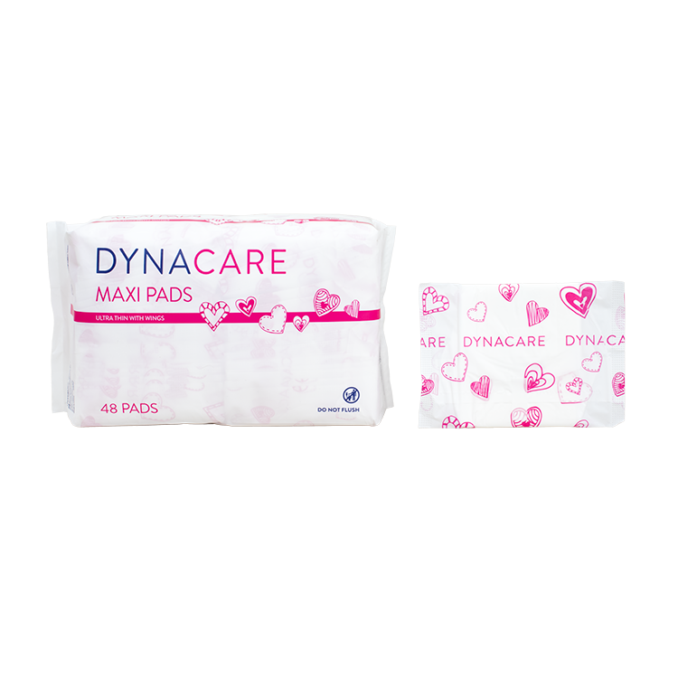 Dynacare Maxi Pads Ultra Thin with Wings, 48ea/bx, 2bxs/cs (96 Count)