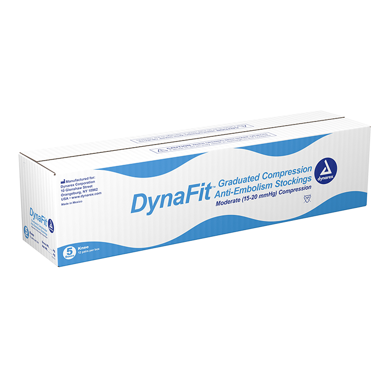 Dynarex DynaFit Compression Stockings - Knee, Large, 12pairs/bx, 5bxs/case (60 Pairs)