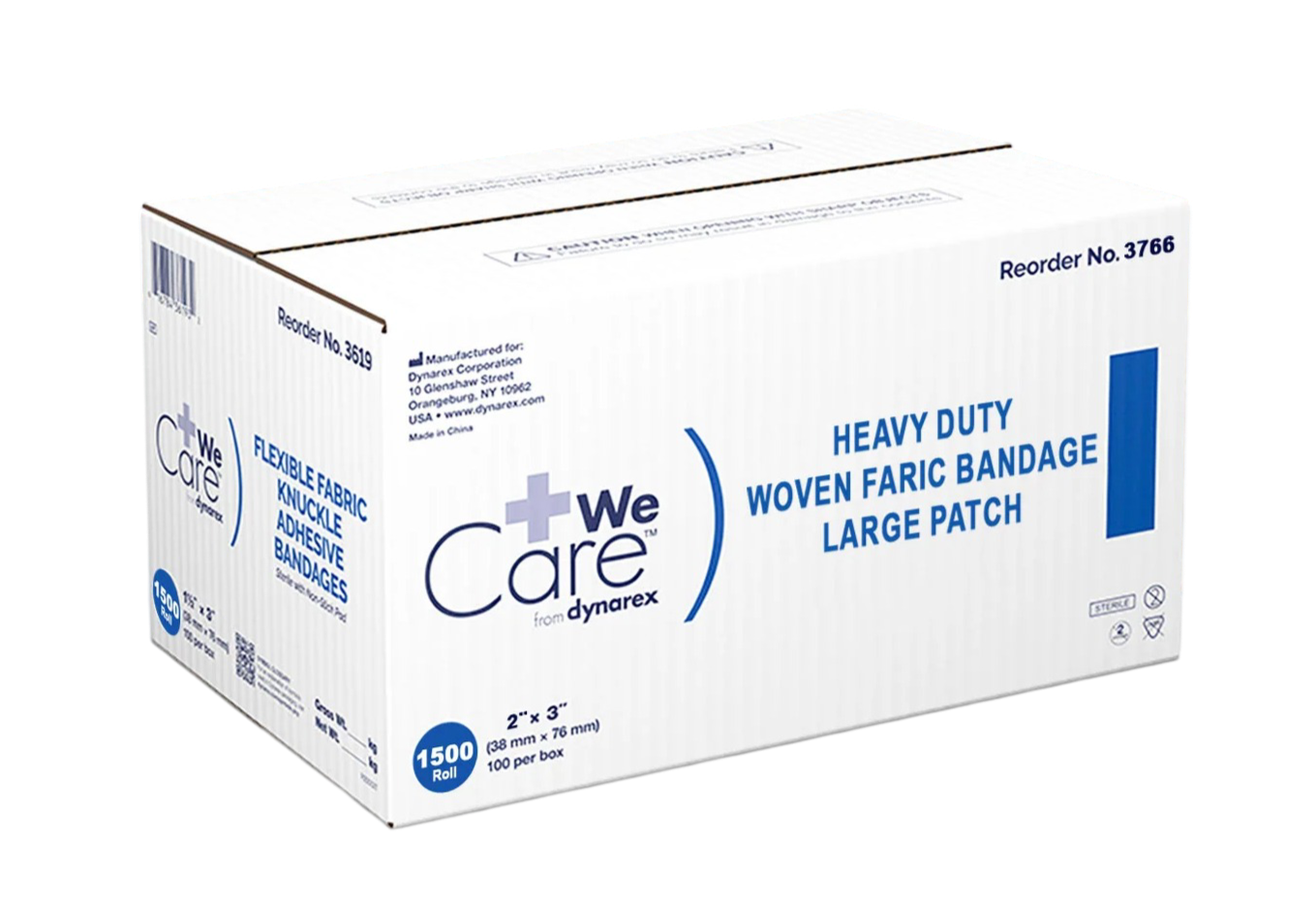 Dynarex Heavy Duty Woven Fabric Bandage - Large Patch 2" x 3" (1500 Count)