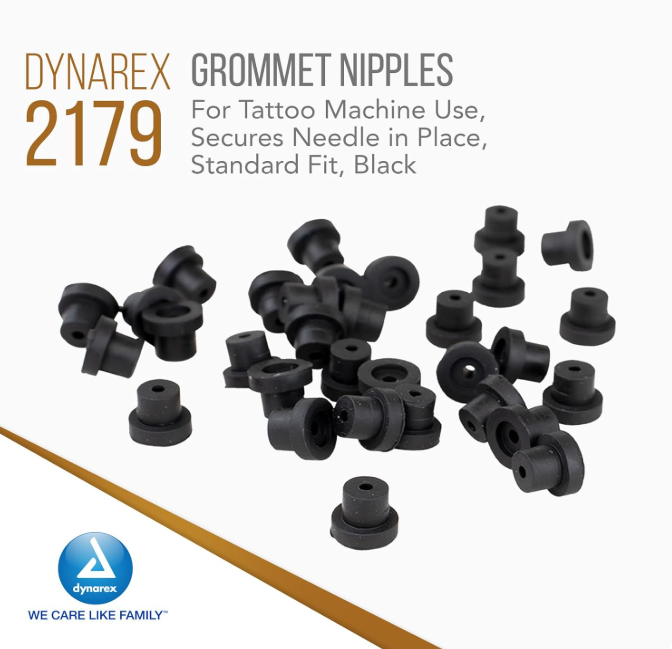 Dynarex Grommet Nipples, Black, 100ea/bag, 25bags/case (2,500 Count)