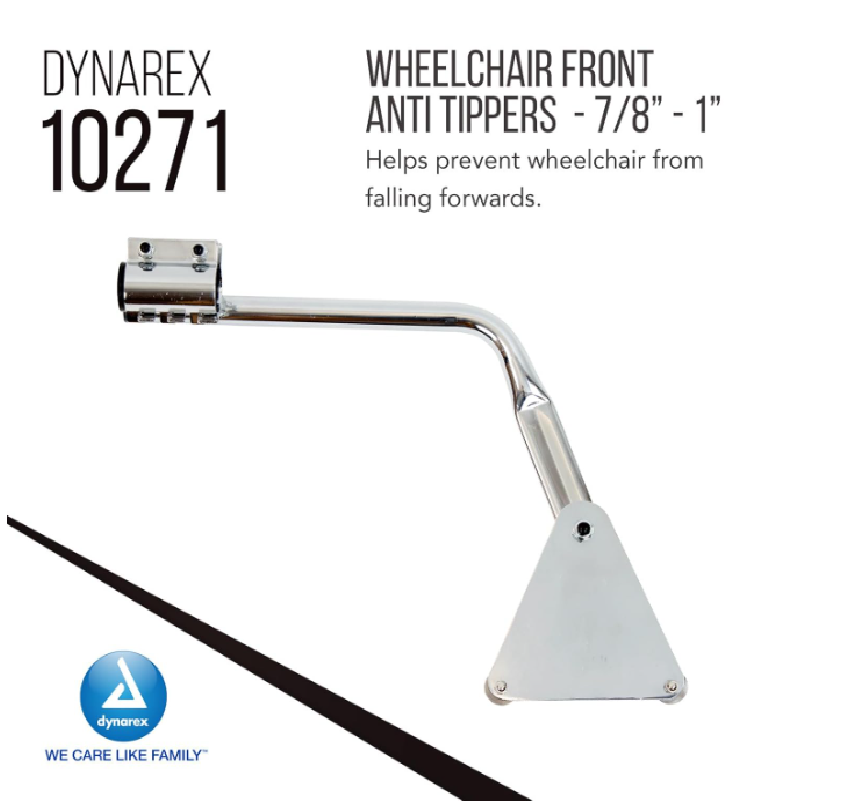 Dynarex Wheelchair Front Anti Tippers - 7/8" - 1", Compatible with K3/K4, (Pair)