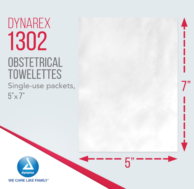 Dynarex BZK Antiseptic Towelettes, 5" x 7", 100ea/bx, 10bxs/case (1000 Count)