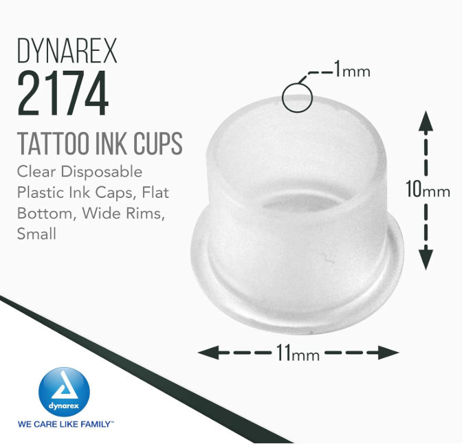 Dynarex Ink Cups - Flat bottom, 11 mm, Small 1000ea/bag, 10bags/case (10000 Count)