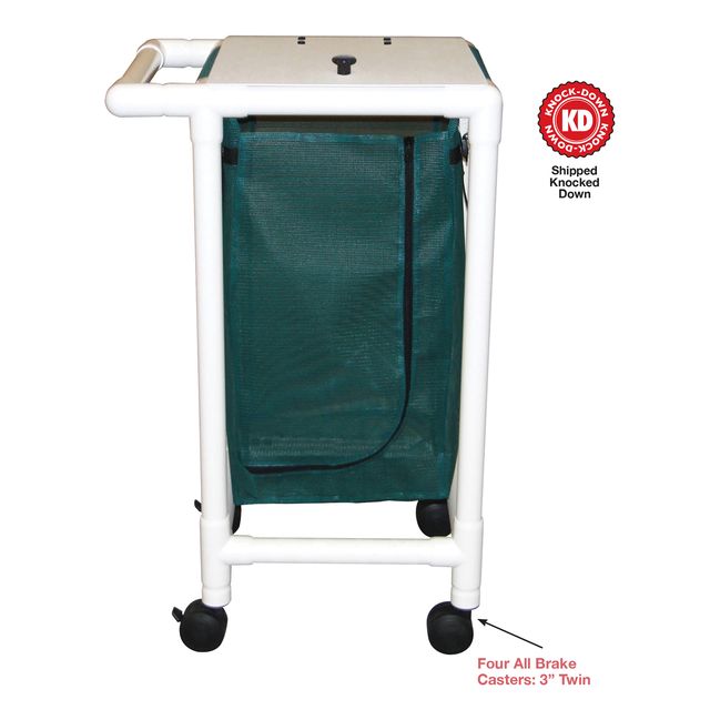 MJM International 214-S Single hamper with mesh bag (23 gallon capacity), 3" twin casters, zipper opening, push/pull handle