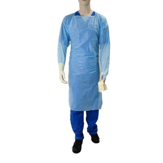 Dynarex CPE Thumb Loop Isolation Gown, Blue - 15ea/bx, 5bxs/case (75 Count)