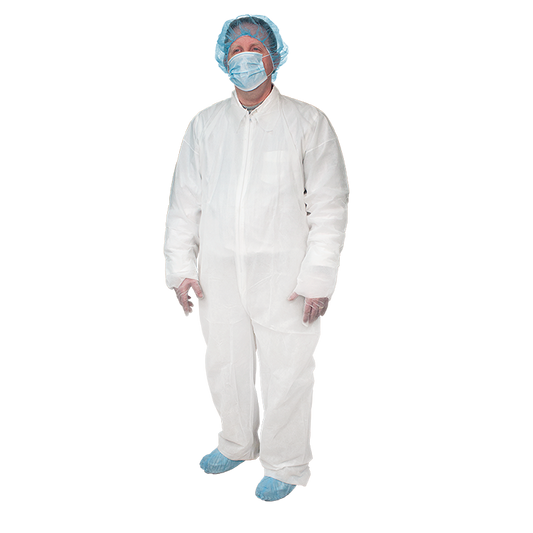 Dynarex Disposable Coveralls, Universal Size, White - 5ea/bx, 5bxs/case (25 Count)