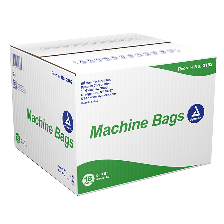 Dynarex Machine Bag, 5" x 5" - 500ea/bx, 16bxs/case (8000 Count)