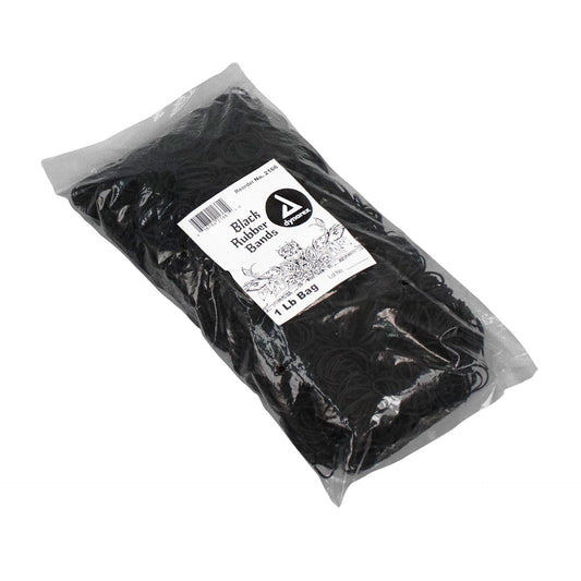 Dynarex Black Rubber Bands, 1 lb. bag, 25bags/case (25 Bags Count)