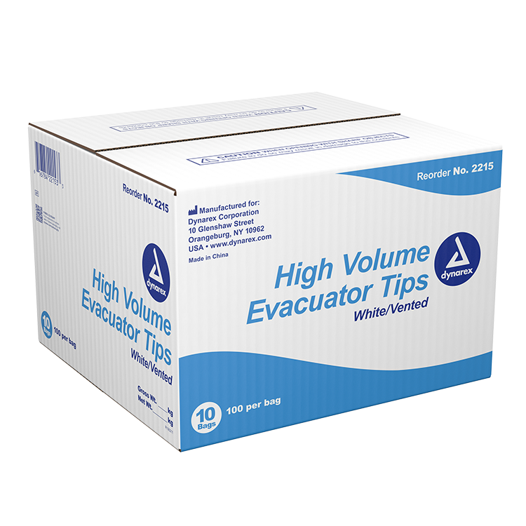 Dynarex High Volume Evacuator Tip, White - 100ea/bx, 10bxs/cs (1000 Count)