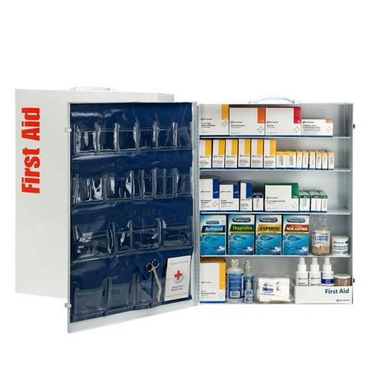 First Aid Only 200 Person 5 Shelf First Aid Industrial Metal Cabinet With Pocket Liner