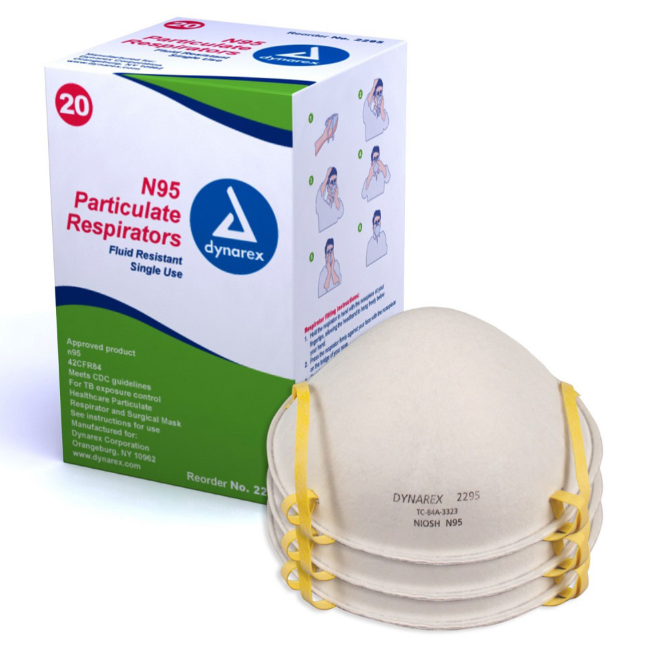 Dynarex N95 Particulate Respirator Mask, Molded  20ea/bx, 12bx/cs (240 Count)
