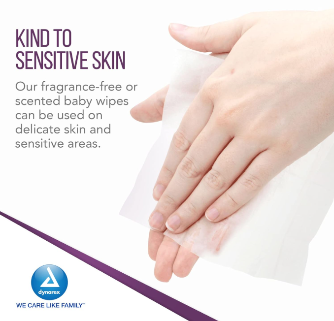 DynaCare Baby Wipes Scented, 7" x 8", 12tub/case (960 Count)