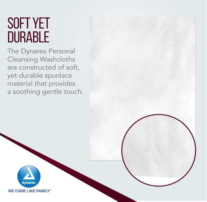 Dynarex DynaCare Premoistened Adult Washcloths, 8" x 12" Soft Pack Refill, 12pks/case (600 Count)