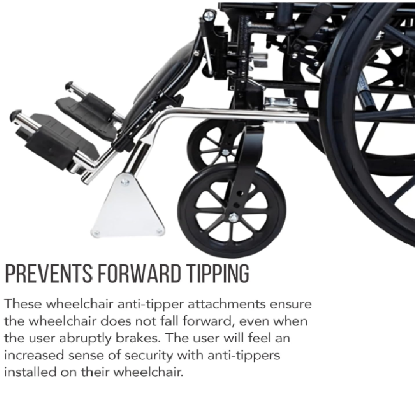 Dynarex Wheelchair Front Anti Tippers - 7/8" - 1", Compatible with K3/K4, (Pair)