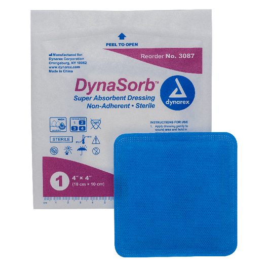 Dynarex DynaSorb - Super Absorbent Dressing, Non-Adhering, 10ea/bx, 12bxs/cs (120 Count)