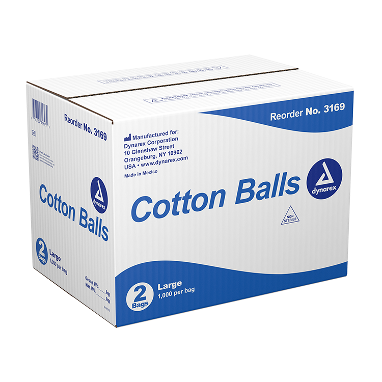 Dynarex Cotton Ball, Large, 1000ea/bg, 2bgs/cs (2000 Count)