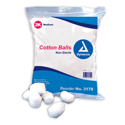 Dynarex Cotton Ball, Medium, 2000ea/bg, 2bgs/cs (4000 Count)