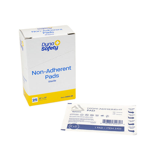 Dynarex Non-Adherent Pads - Sterile, 2" x 3" - 25ea/bx, 100bxs/cs (2500 Count)