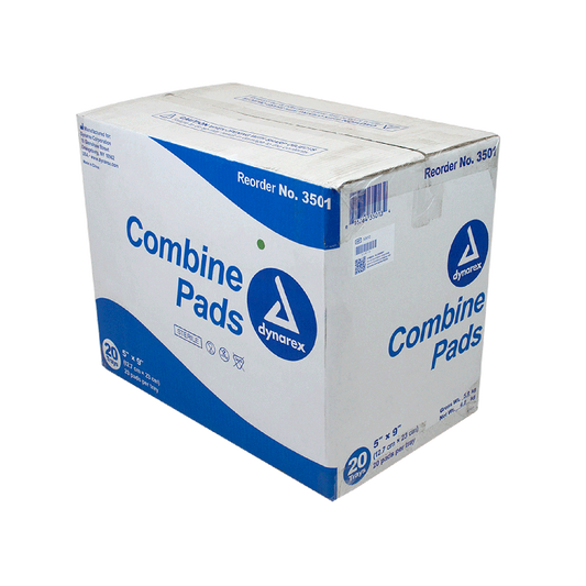 Dynarex Combine Pads 1/pouch - Sterile, 5" x 9" - 20ea/bx, 20bxs/cs (400 Count)