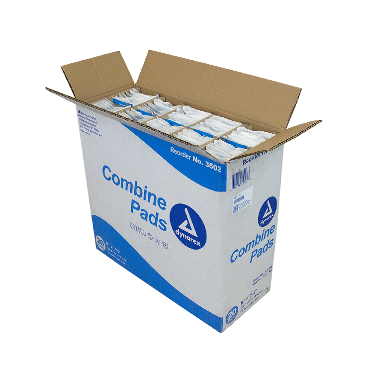 Dynarex Combine Pads 1/pouch - Sterile, 8" x 7.5", 12ea/bx, 20bxs/cs (240 Count)