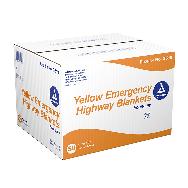 Dynarex Yellow Emergency Highway Blanket  Economy - 54" x 80" (50 Count)