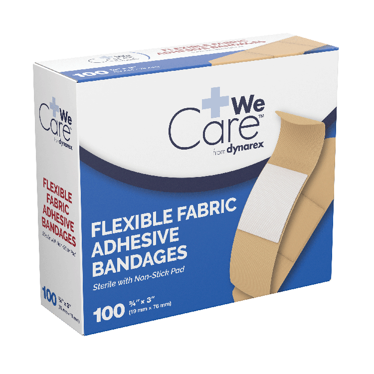 Dynarex Adhesive Flexible Fabric Bandages, Sterile - 100ea/bx, 24bxs/cs (2400 Count)