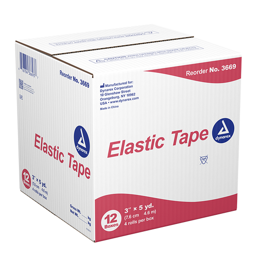 Dynarex Elastic Tape, 3" x 5 yd - 4ea/bx, 12bxs/cs (48 Count)