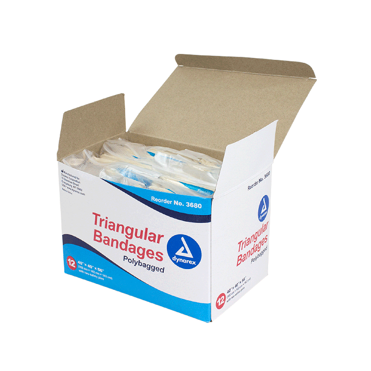 Dynarex Triangular Bandages, 40" x 40" x 56", 12/bx