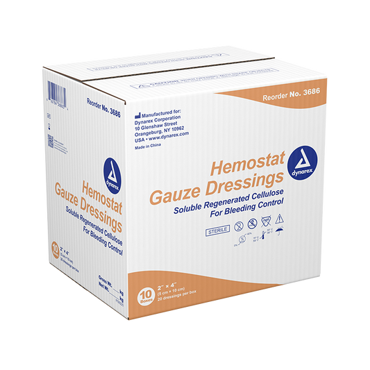Dynarex Hemostat Gauze Dressing, 20ea/bx, 10bxs/cs (200 Count)