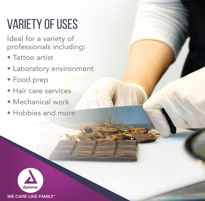 Dynarex Safe-Touch Latex Exam Gloves, 3 Mil Thick, Powder-Free - 100/bx, 10bxs/cs (1000 Count)