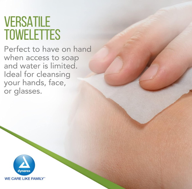 Dynarex Castile Soap Towelettes, 5" x 7", 100ea/bx, 10bxs/case (1000 Count)