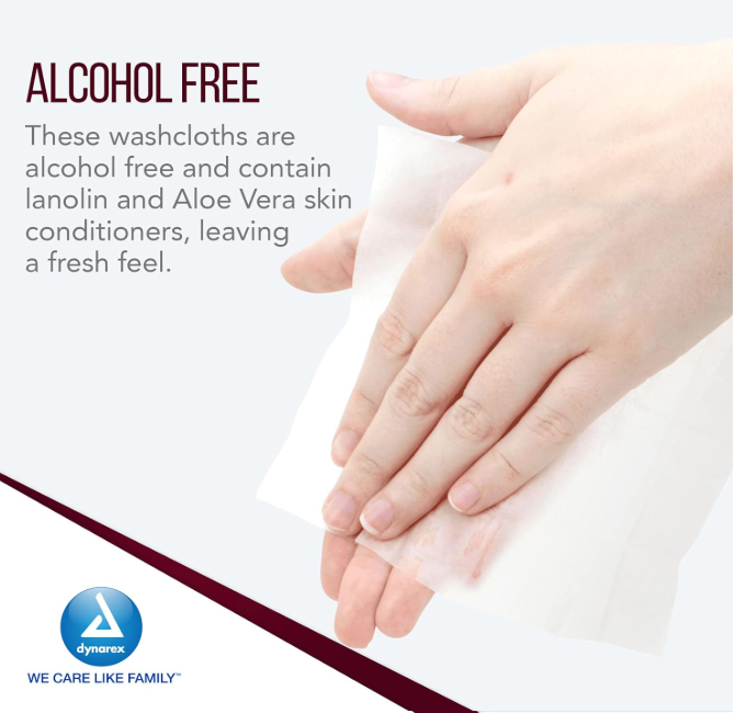 Dynarex DynaCare Premoistened Adult Washcloths, 8" x 12" Soft Pack Refill, 12pks/case (600 Count)