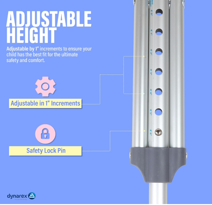 Dynarex Aluminum Crutches Pair - Child, 4' - 4'6" 8pks/case (8 Pairs)