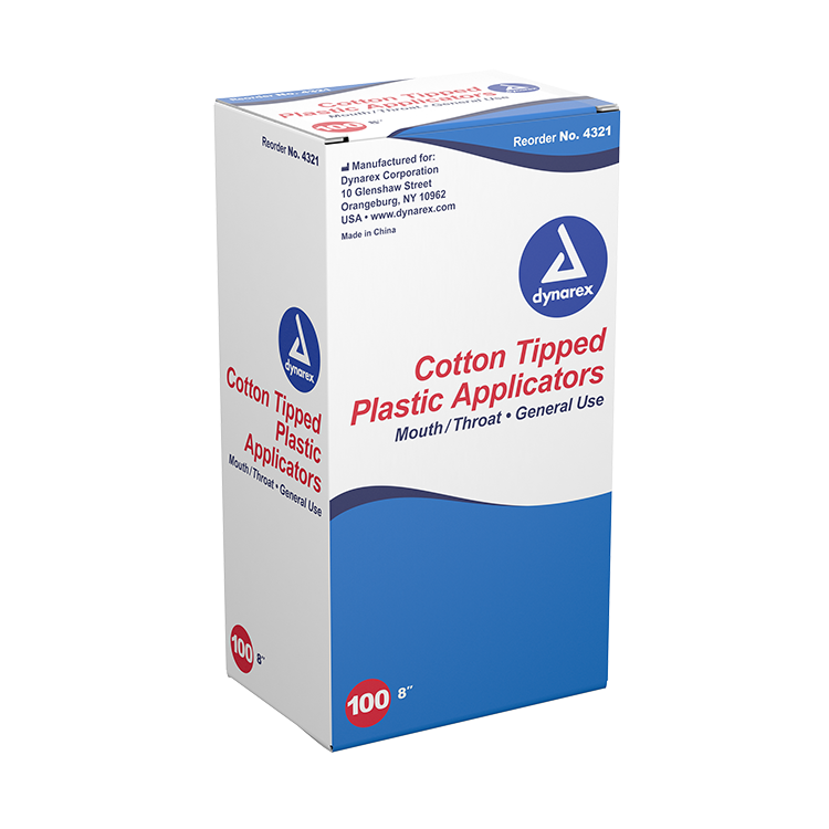 Dynarex Cotton Tipped Plastic Applicator Large Tip, 100ea/bx, 10bxs/cs (1000 Count)