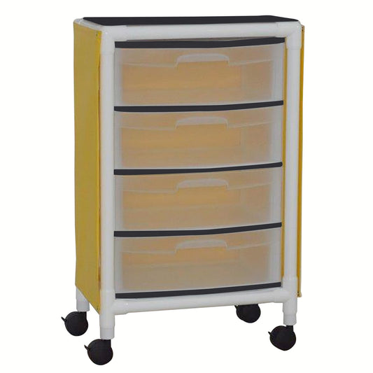 MJM International 4U4D-ISO-NBP Universal isolation cart with 4 slide out drawers, top writing shelf, no back panel, internal drawer size: 19.125" W x 14" D x 6.5" H