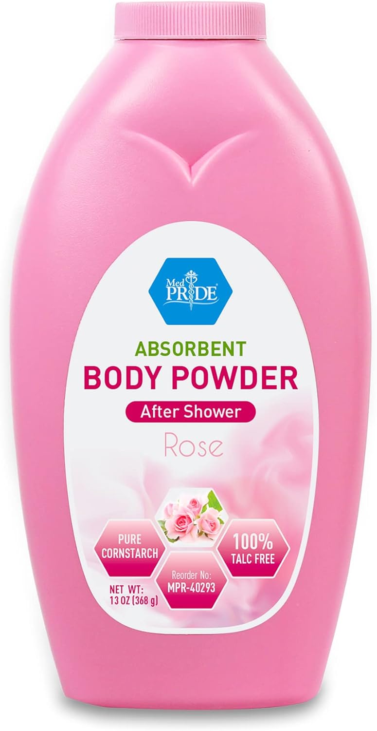 MedPride Body Powder w/seal - Pink Bottle - 13 oz, 24/cs.