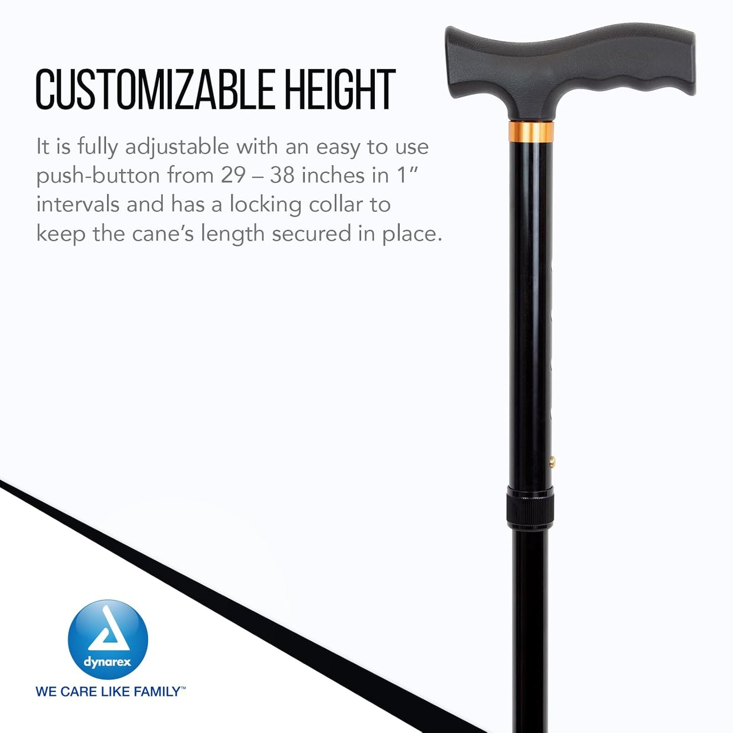 Dynarex T-Handle Folding Cane, Adult, 6boxes/case (6 Count)