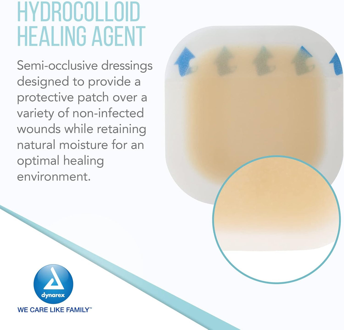 Dynarex DynaDerm - Hydrocolloid Dressing - Thin, 4" x 4", 10ea/bx, 12bxs/cs (120 Count)
