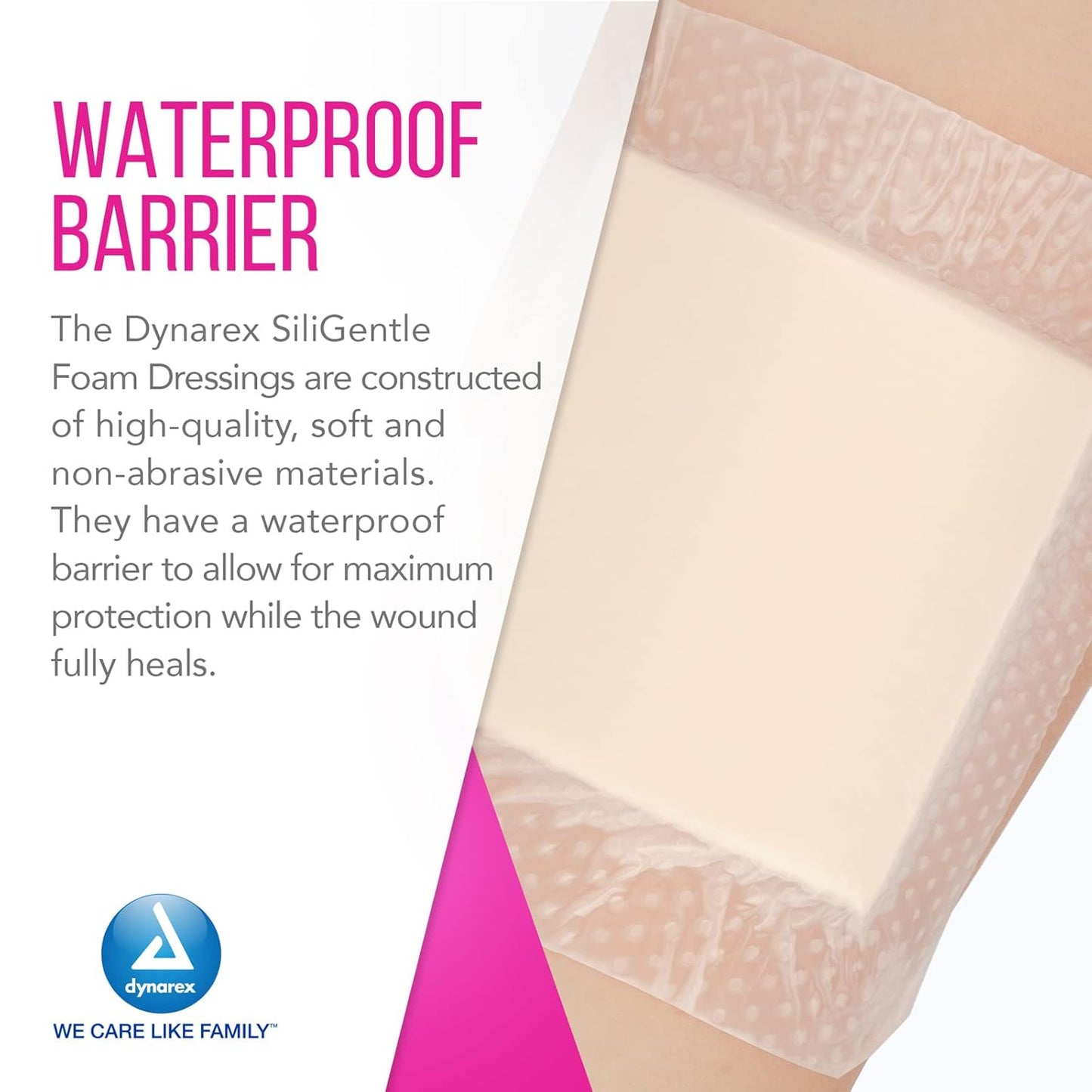 Dynarex SiliGentle - Silicone Bordered Foam Dressing, 10ea/bx, 12bxs/cs (120 Count)