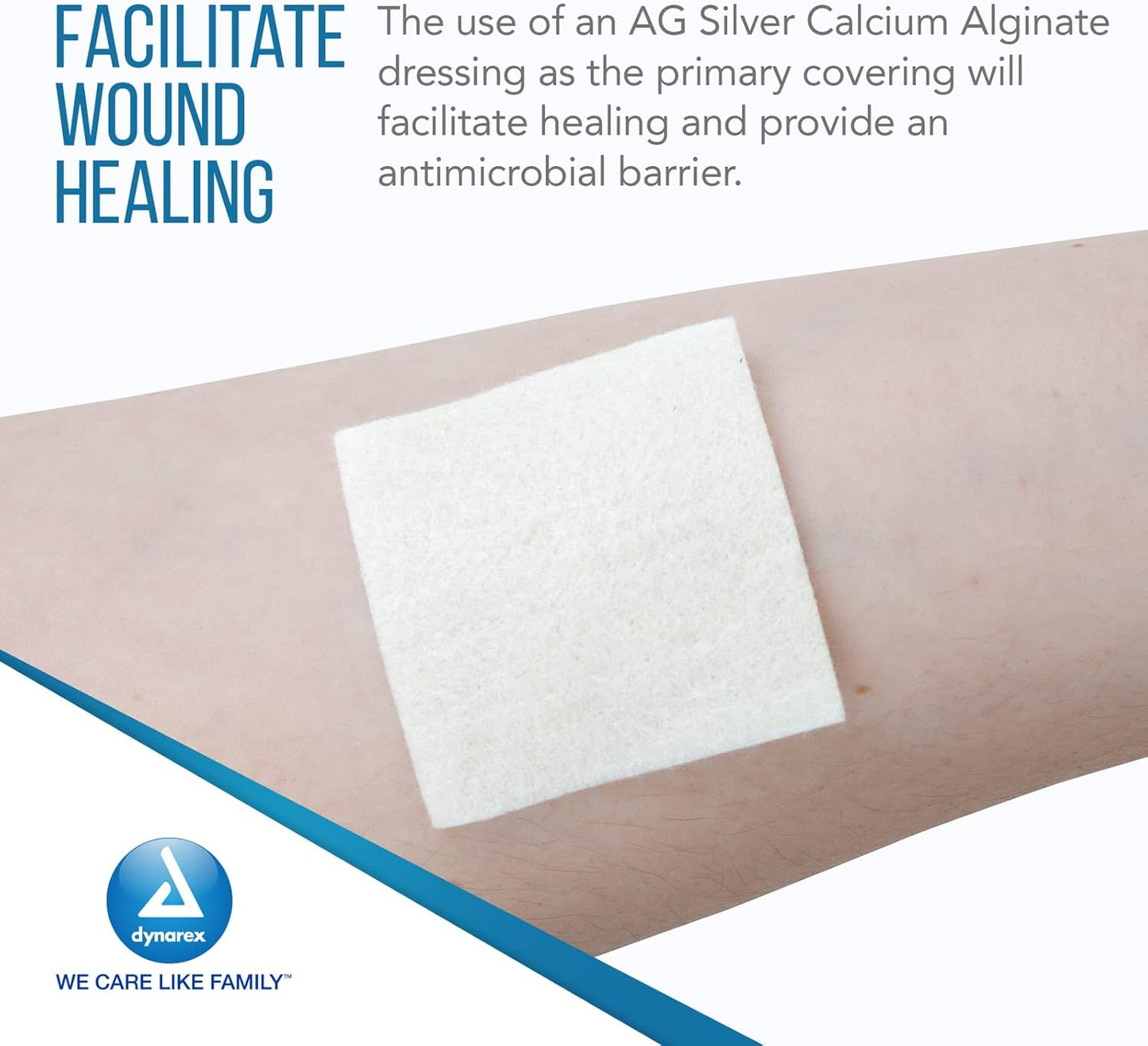 Dynarex DynaGinate AG - Silver Calcium Alginate Dressing, 4" x 5", 10ea/bx, 10bxs/cs (100 Count)