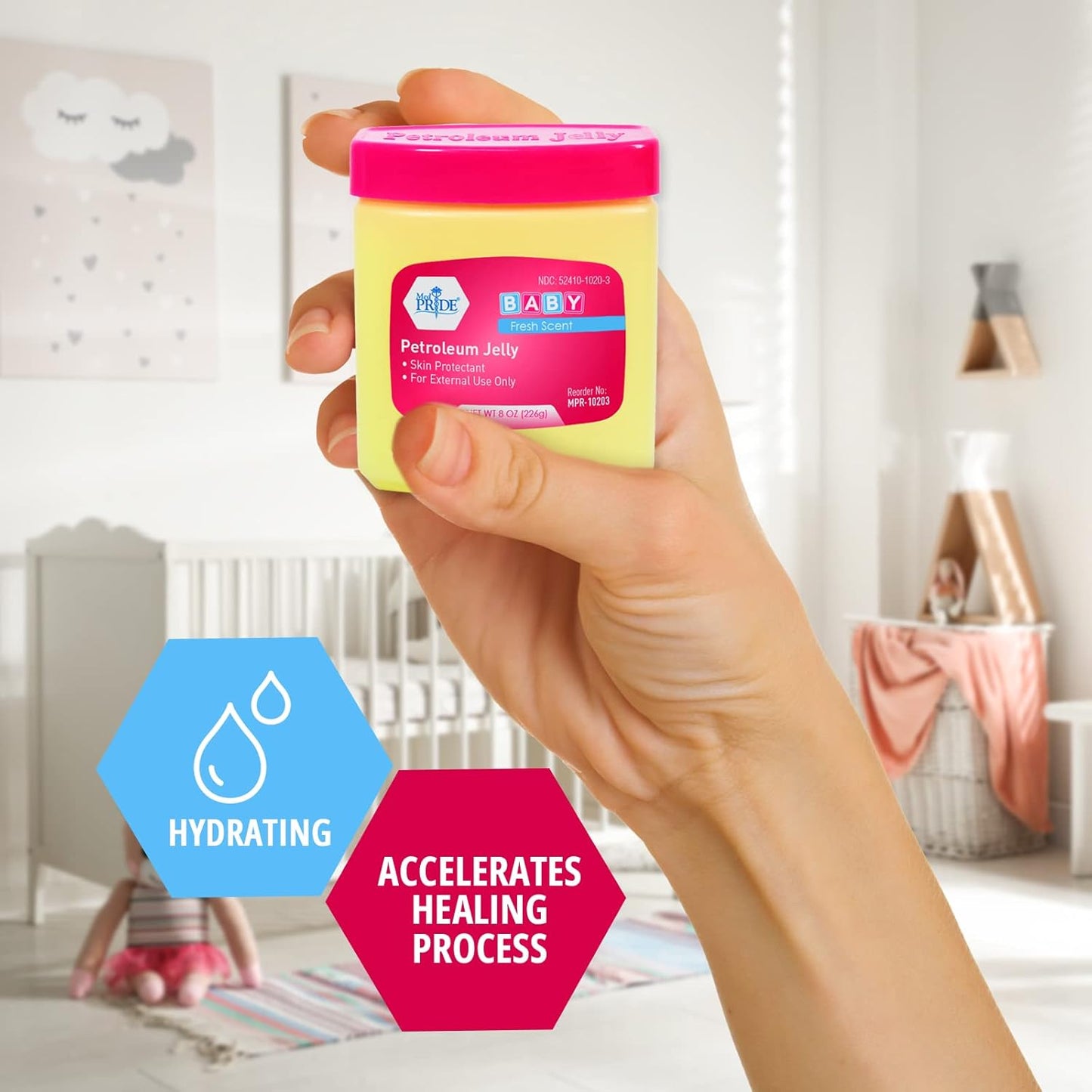 MedPride Petroleum Jelly With Fresh Baby Scent - Baby Pink. 8 oz - 24/cs. (24 Count)